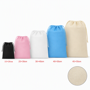 Sacs à cordon non tissés, 5 tailles (15x20 à 45x55 cm), pochettes réutilisables, sacs à chaussures, sacs cadeaux, sacs de rangement, sacs de voyage, sacs d'épicerie, 7 couleurs, vente en gros, personnalisables - Product Image 2