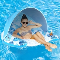Chaise flottante gonflable en PVC en forme de U avec pare-soleil amovible, lit flottant d'été