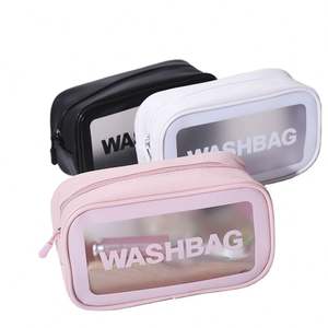 Sac à main cosmétique imperméable personnalisé pour femme avec fermeture éclair et motif de lettres, organiseur, sac de toilette pour le maquillage - Product Image 1