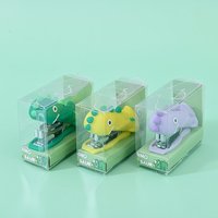 Ensemble d'agrafeuses créatives et mignonnes en forme de dinosaure, manuelles, en plastique, portables, haute valeur esthétique, économiques, capacité de 12 feuilles, 50 agrafes n°10