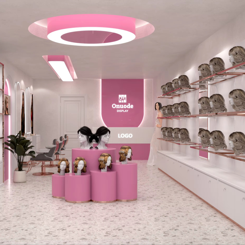LED Lit Beauty Shop Wig Display