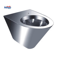 WC monobloc moderne et élégant en acier inoxydable avec vidange P-trap, WC bidet mural pour usage hôtelier