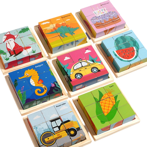 Cubo <span class=keywords><strong>Puzzle</strong></span> 3D a Sei Lati con Animali e Veicoli, Gioco Educativo Montessori Fai-da-Te Ecologico e Non Tossico per Bambini - Product Image 1