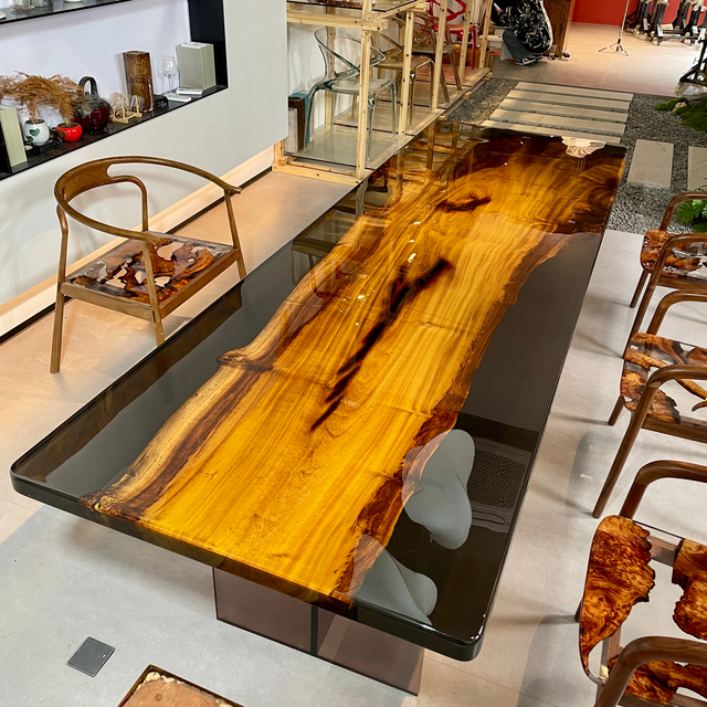 Exquisite River Theme Dining Table Set Modern Epoxy Design for Kitchen or Hotel Elegant Resin Home Furniture