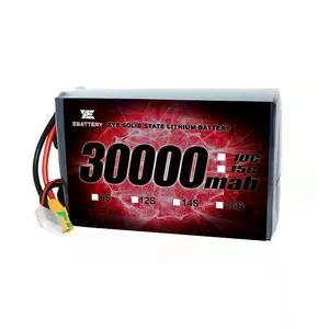 Ciclo de larga vida 30000mAh 32000mAh 33000mAh 34000mAh Batería Lipo de estado sólido 6S 7S 12S para batería de avión UAV Drone