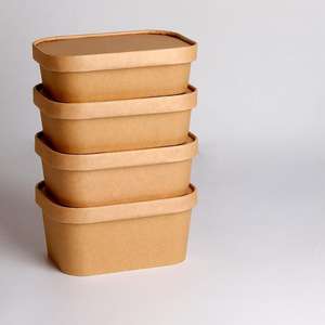 ชามสลัดกระดาษคราฟท์ทรงสี่เหลี่ยมและสี่เหลี่ยมแบบใช้แล้วทิ้งเป็นมิตรกับสิ่งแวดล้อมภาชนะเกรดอาหารสำหรับทำซูชิแซนวิช - Product Image 5