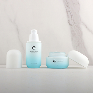 Bouteille en verre bleu dégradé Ensemble de verre crème Bouteilles de pot de crème cosmétique émulsion 40ml/100ml/120ml Emballage en verre de crème pour le visage - Product Image 5