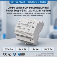 Fuente de Alimentación de Riel DIN Leyu DR-60-24 60W 24V 2.5A, Transformador Industrial AC/DC 12V 4.5A para Sistemas de Control de Automatización PLC LED, 84% de Eficiencia