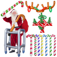 Paquete de 2 juegos de Navidad inflables Santa divertido Reno asta sombrero anillo lanzamiento Navidad niños