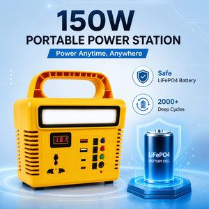 ระบบจัดเก็บพลังงานแบบพกพา LiFePO4 150W สำหรับฤดูกาลแคมป์ปิ้ง พร้อมแผงโซลาร์เซลล์ ชุดไฟ และตัวเครื่อง ABS - Product Image 4