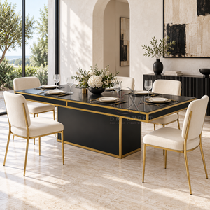 Table de réception rectangulaire moderne en acier inoxydable noir avec piétement en forme de boîte pour mariage, banquet, vente en gros - Product Image 3