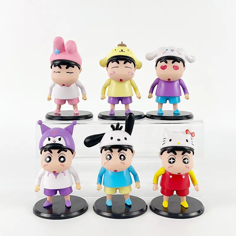 BJ New Product Crayons Shin Chans Cos Sanrios Cute Model Set Mini Figure Desktop Decoration Car Placement for Children's Toys