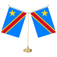Table en forme de Y avec base en métal pour décorations personnalisables du mini drapeau du Congo