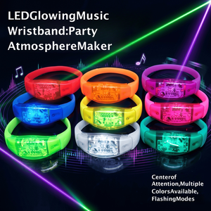 กำไลข้อมือ LED เรืองแสงพร้อมระบบเสียง 3 โหมด สำหรับงานปาร์ตี้ปีใหม่ คอนเสิร์ต งานเรฟ คริสต์มาส และงานเทศกาลต่างๆ - Product Image 6