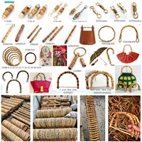 Pegangan Tas Rotan Bambu Alami - Pegangan Tas Bambu Asli untuk Aksesoris Pengganti Pembuatan Tas Dompet DIY