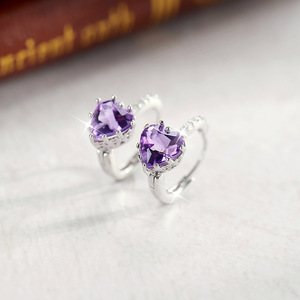 9 Pendientes de Aro de Plata de Ley 925 con Baño de Oro Blanco y Piedras Naturales de Corte Corazón de 6mm de Alta Calidad, Joyería Streetwear - Product Image 5