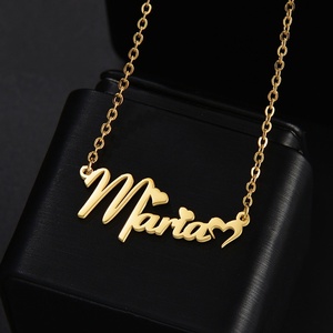 Collar con Nombre Personalizado, Envío Directo (Dropshipping), Acero Inoxidable, Chapado en Oro de 18K, Colgante con Nombre en Forma de Corazón Irregular, Cadena para el Cuello - Product Image 1