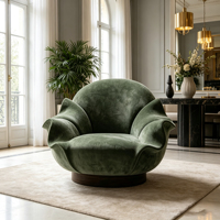 Fauteuil d'appoint en velours à pétales, design moderne et luxueux, pour salon, villa, salle d'exposition, hall d'hôtel