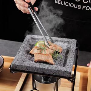 Plaque en <span class=keywords><strong>lave</strong></span> volcanique naturelle et écologique, best-seller, pour steak <span class=keywords><strong>de</strong></span> bœuf, avec <span class=keywords><strong>plateau</strong></span> en acier inoxydable et en bambou - Product Image 6
