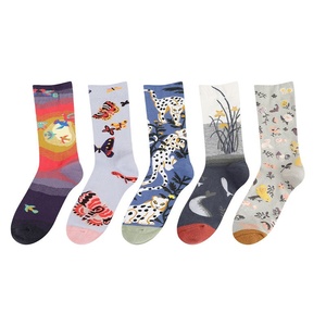 Chaussettes décontractées en coton lavé, motif jacquard animaux mignons, mi-mollet, tendance, respirantes, absorbantes, à <span class=keywords><strong>aiguille</strong></span> unique, unisexe, directement de l'usine - Product Image 5