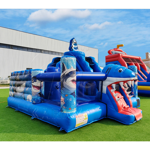 Castello Gonfiabile Personalizzato Certificato CE a Tema Squalo Oceanico con Scivolo, Garanzia di 3 Anni, <span class=keywords><strong>Intrattenimento</strong></span> per Bambini all'Aperto - Product Image 1