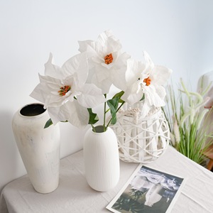CallaFloral <b>Artificial</b> Poinsettia <b>Flower</b> Single Branch <b>White</b> Polyester Wedding Decor Craft 27.3g - Product Image 2