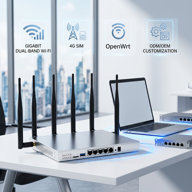 OEM Detachable Antenna VPN / Firewall 4G LTE Dual-Band 1000Mbps 4G OpenWRT Enterprise Grade CE Cloud Managed Bulk Order Router