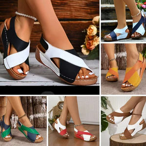 YX New Style Hot Designer Heavy Duty Light Weight Fashion <b>Women</b> Ladies Summer Solid <b>Leather</b> Outdoor Casual <b>Leather</b> Sandals - Product Image 2