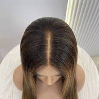 Perruque Lace Front HD 100% Cheveux Humains Vierges Remy, Balayage Mèches Blanches, Lisse, Sans Colle, Pré-Pluckée