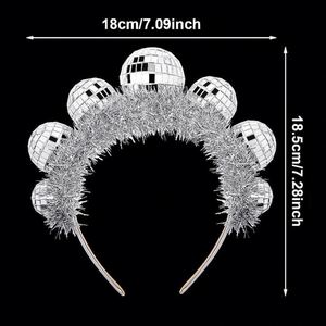 Boppers en plastique Disco Silver Ball <span class=keywords><strong>Bandeau</strong></span> des années <span class=keywords><strong>70</strong></span> Silver Disco Ball Disco Ball <span class=keywords><strong>Bandeau</strong></span> Costume Décoration - Product Image 2