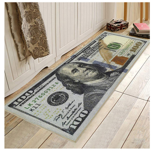 Logotipo personalizado respetuoso con el medio ambiente, patrón de billete de 100 dólares, moqueta acrílica con forma de dinero - Product Image 5