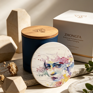 ฝาปิดขวดเทียนไม้พิมพ์ลายตามสั่งของ Zhongfa สำหรับภาชนะแก้วขนาด 8oz 9oz 12oz บรรจุภัณฑ์น้ำหอมสำหรับบ้าน - Product Image 1