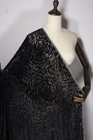 Kain Sutra Burnout Bunga Besar Hitam 100% Sutra Mulberry Alami untuk Gaun, Selendang, Gaun Malam, Pernikahan