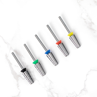 Fraise à ongles en carbure de tungstène de haute qualité, logo personnalisé, 5 en 1, 7 mm, conique, sirène, super coupe, 5XC, vert, lime à ongles rose