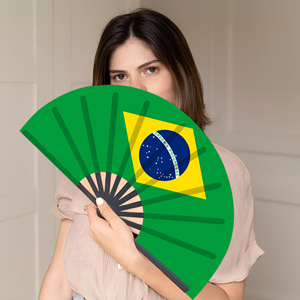 Abanicos Plegables de Bambú con la Bandera de Brasil al por Mayor, Abanico de Mano para Carnaval, Boda, Festival, Fiesta, Agencia de Viajes - Product Image 5