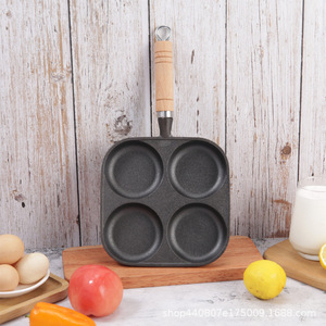 Sartén cuadrada antiadherente de hierro fundido con cuatro orificios para huevos, panqueques y comida para bebés - Product Image 3