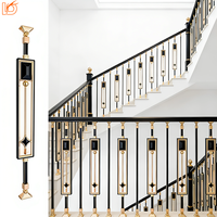Balustres d'escalier en métal doré et noir de haute qualité, fabrication en usine, garde-corps d'escalier en aluminium pour hôtel, villa, appartement