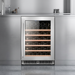Enfriador de vino para patio y cocina exterior ne-403-8, de acero inoxidable, con estantes de madera, integrado, con puerta de vidrio simple. - Product Image 4
