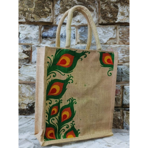 Bolsa de Yute Rectangular Estampada - Diseño Art Deco con Estampado a Mano Ecológico, Colores Ecológicos, Reforzada, para Diwali o Jubilación - Product Image 2