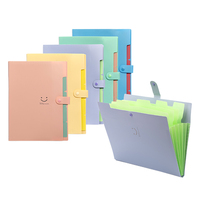 Carpeta de Archivo Expandible Tipo Acordeón con Tapa Dura Creativa de Plástico PP A4, Color Caramelo, con Botón y Diseño de Cara Sonriente, para Exámenes, Oficina y Escuela