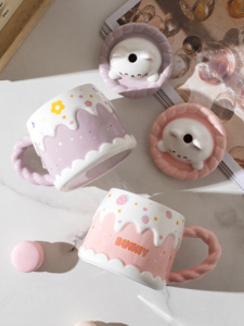 Business Gift Eco-Friendly Porcelain Coffee <b>Mug</b> with <b>Lid</b> Handgrip Candle Spoon-460ml Capacity - Product Image 5