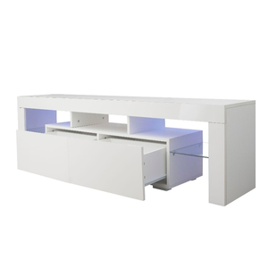 Le salon présente <span class=keywords><strong>un</strong></span> design moderne et polyvalent avec <span class=keywords><strong>un</strong></span> éclairage LED luxueux et <span class=keywords><strong>un</strong></span> meuble TV à cloison en verre. - Product Image 6