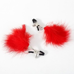 Clip per capezzoli a doppia punta con piume, regolabile, impermeabile, per massaggio femminile, bondage SM e flirt, giocattoli sessuali per adulti - Product Image 1