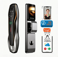 Serrure de porte intelligente Tuya avec reconnaissance faciale 3D, contrôle à distance mobile, connexion Wi-Fi, interphone visuel, antivol