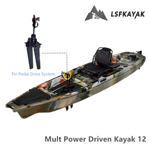 Kayak de Pesca Multifuncional Profesional de 12 Pies Tipo Canoa con Motor Eléctrico, Propulsión <span class=keywords><strong>a</strong></span> Pedal o Aletas de Pedal para Pesca - Product Image 3