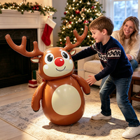 Jeu de lancer d'anneaux gonflable en PVC réutilisable Mart Fun Safe, motif renne, jouet de Noël gonflable, ensemble de jeu de fête pour Noël
