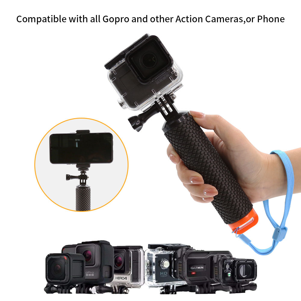Hongdak Waterproof Floating Hand Grip for GoPro 10 9 8 7 DJI Osmo Xiaomi Yi Action Camera Anti-Slip Floaty Bobber Selfie Stick