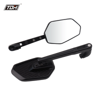 Rétroviseur de moto HD en alliage d'aluminium, rétroviseur avant universel, filetage 10 mm, noir, garantie premium de 12 mois, sécurité, ajustement universel