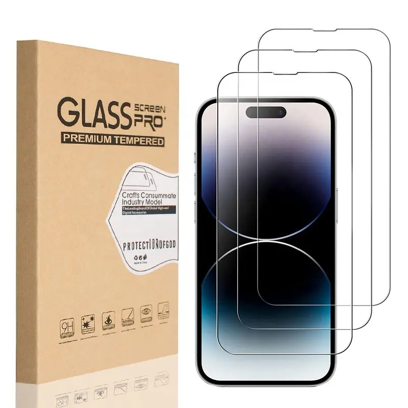 Gran oferta Premium 2 3 4 5 paquete de película de pantalla de vidrio templado para iPhone 15 14 13 12 11 Pro Max X XS XR 7 8 6 Plus