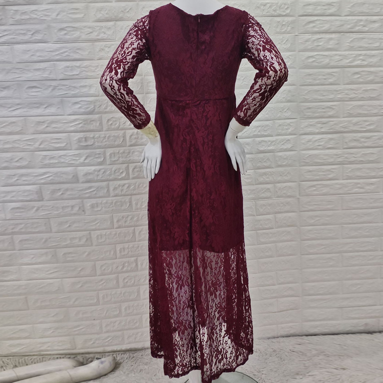 Red White Lace Evening Gown Dress - Elegant Pregnant Gowns